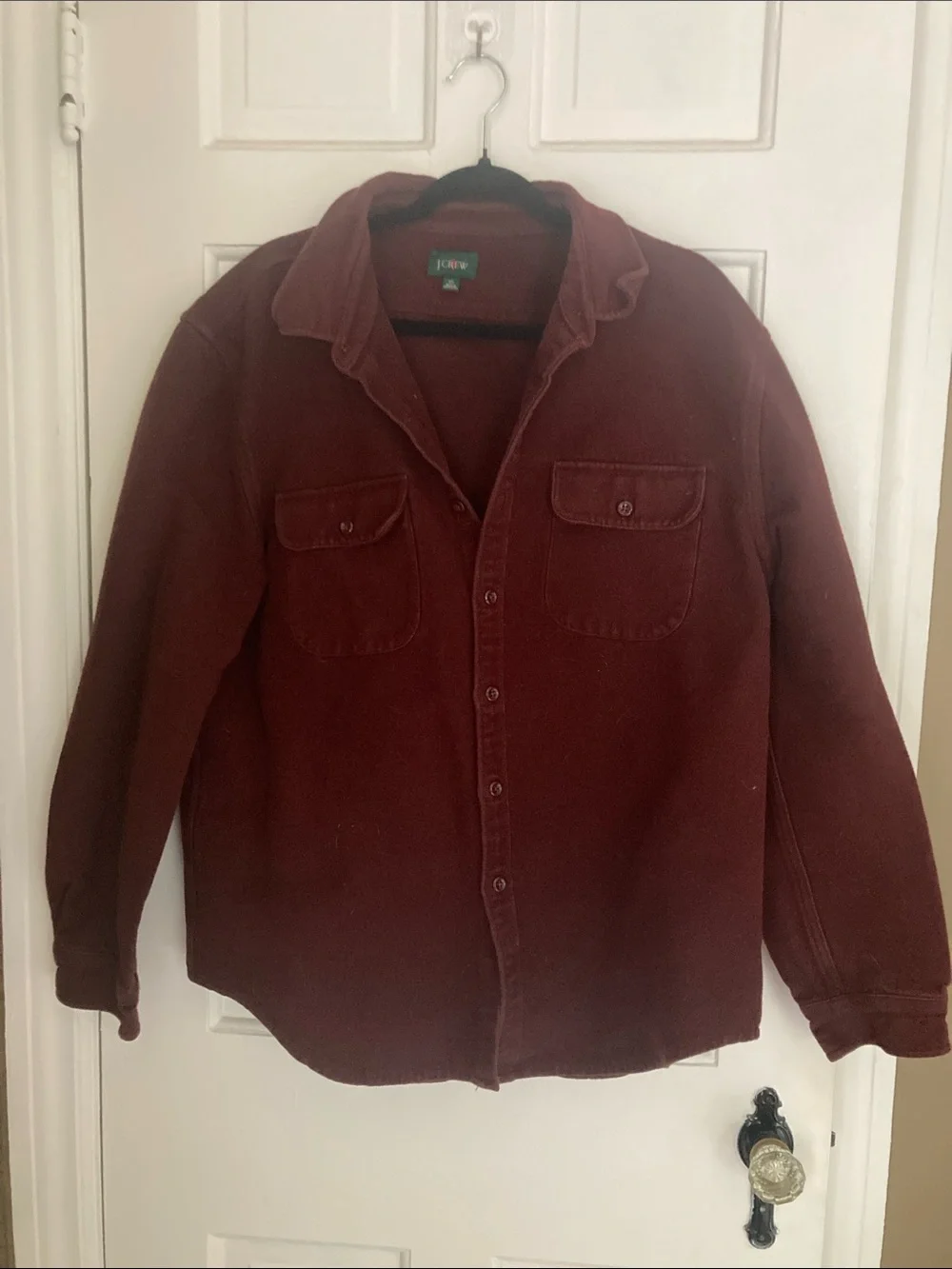 J. Crew Men's Deep Burgundy Button-Front Shirt Jacket